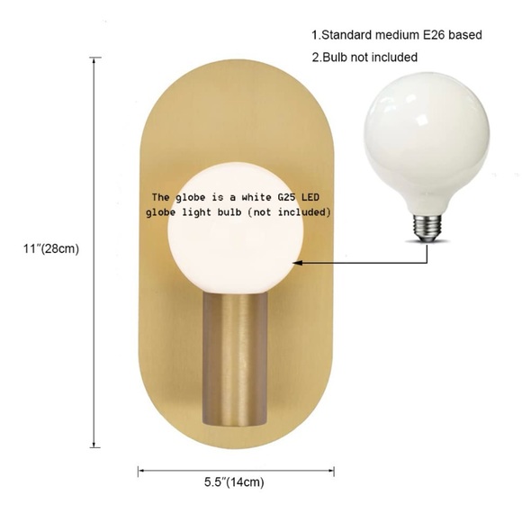 YEEZEMA Modern Wall Sconce Mid-Century Light Fixtures Gold, Set of 2, NEW - Picture 6 of 6